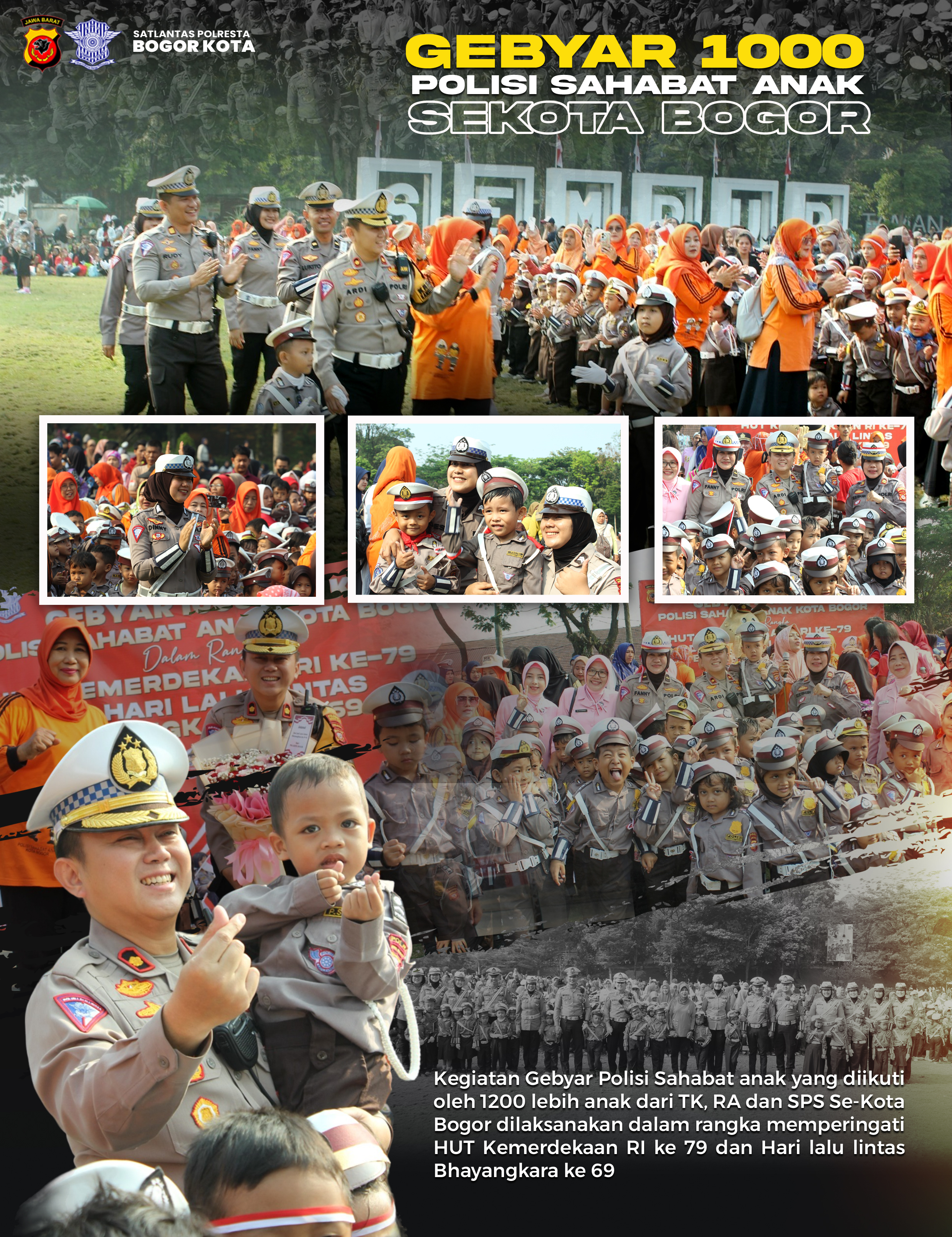 Meriah, 1200 anak Meriahkan Acara Gebyar Polisi Sahabat Anak bersama Satlantas Polresta Bogor Kota