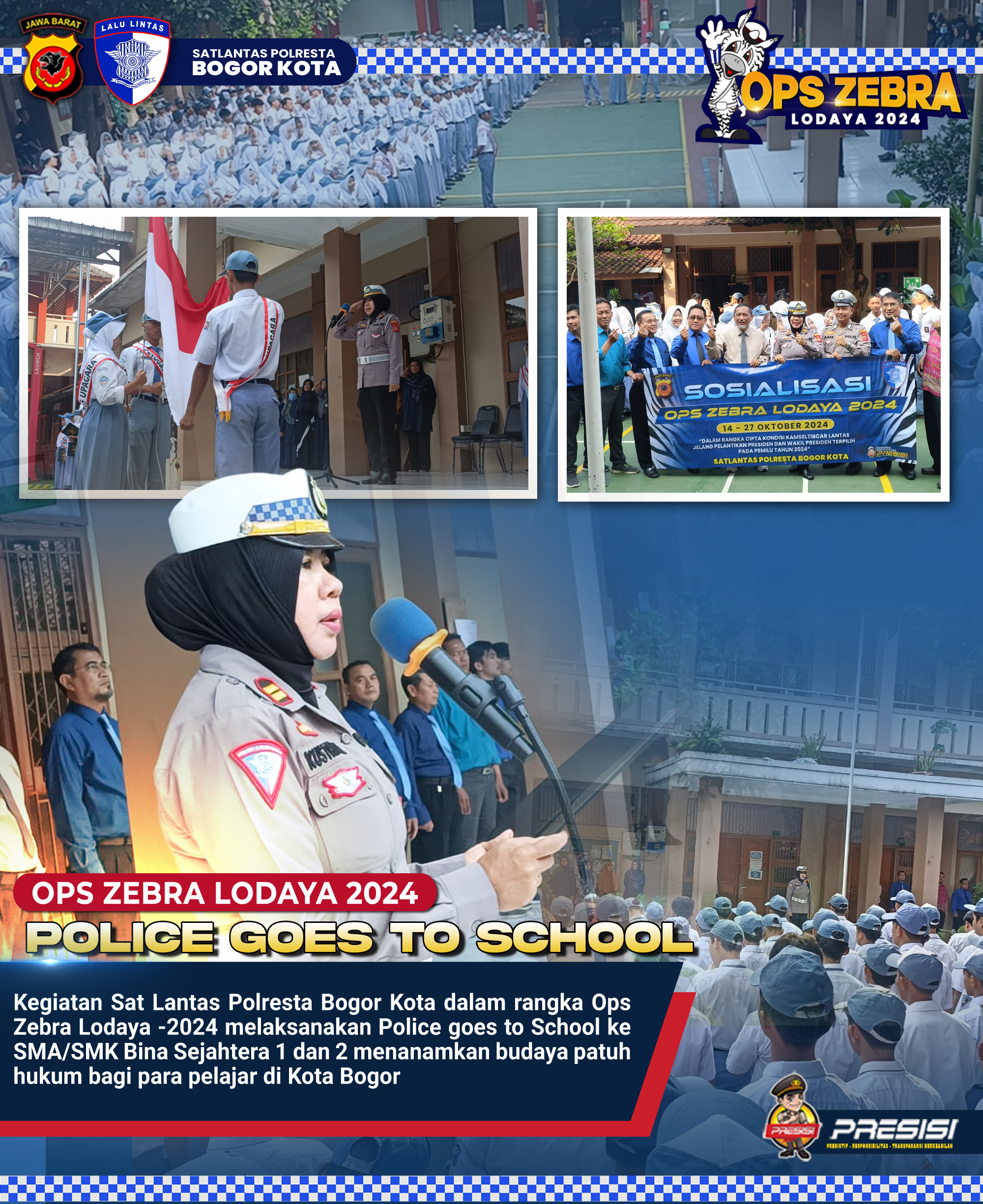 Ops Zebra Lodaya Hari Pertama Satlantas Polresta Bogor Kota Kunjungi SMK/SMA Bina Sejahtera 1 dan 2