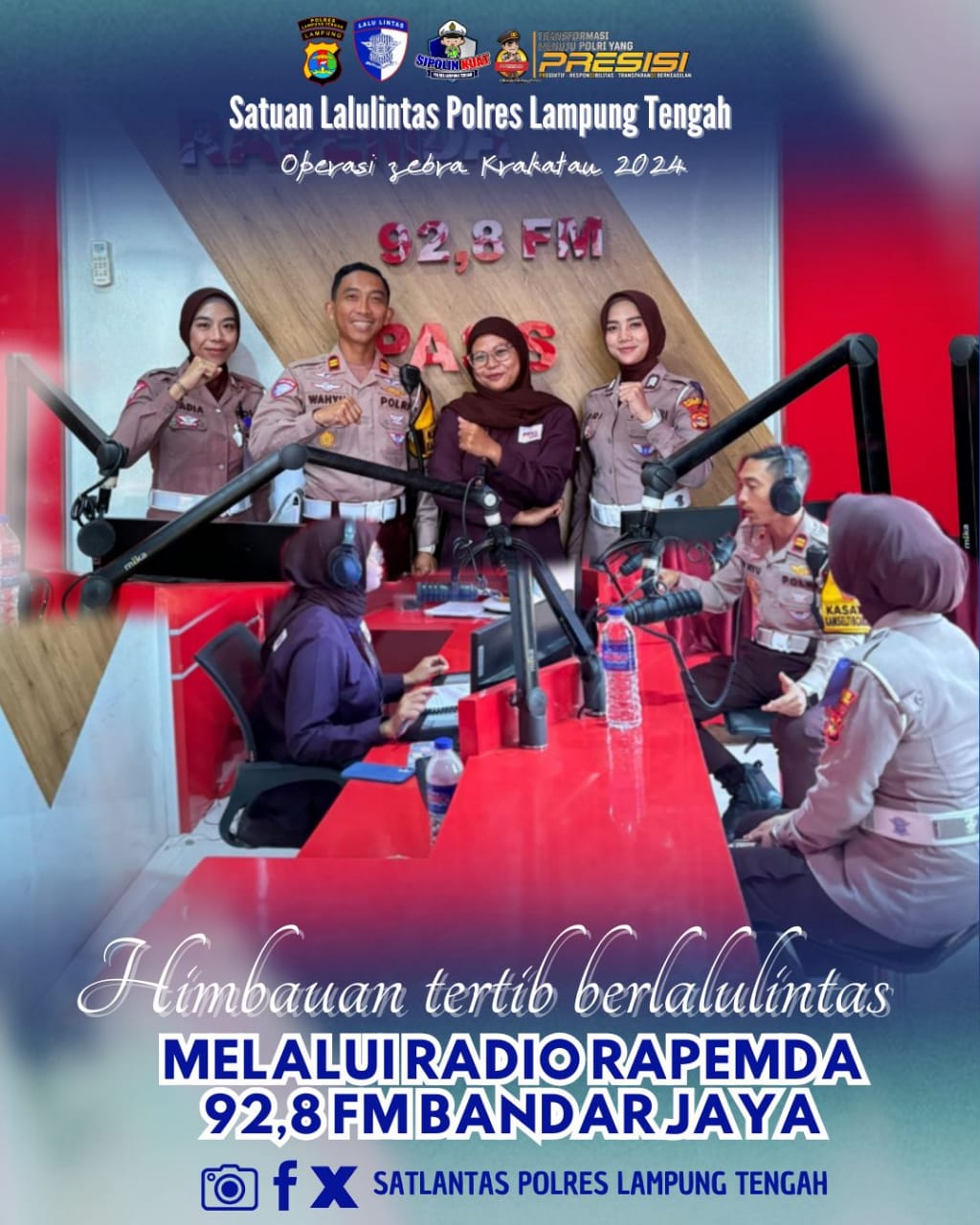 himbauan tertib berlalulintas melalui radio rapemda 92,8 fm bandar jaya