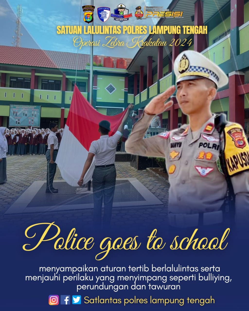 KEGIATAN POLICE GOES TO SCHOOL DENGAN MENJADI PEMBINA UPACARA DI SEKOLAH