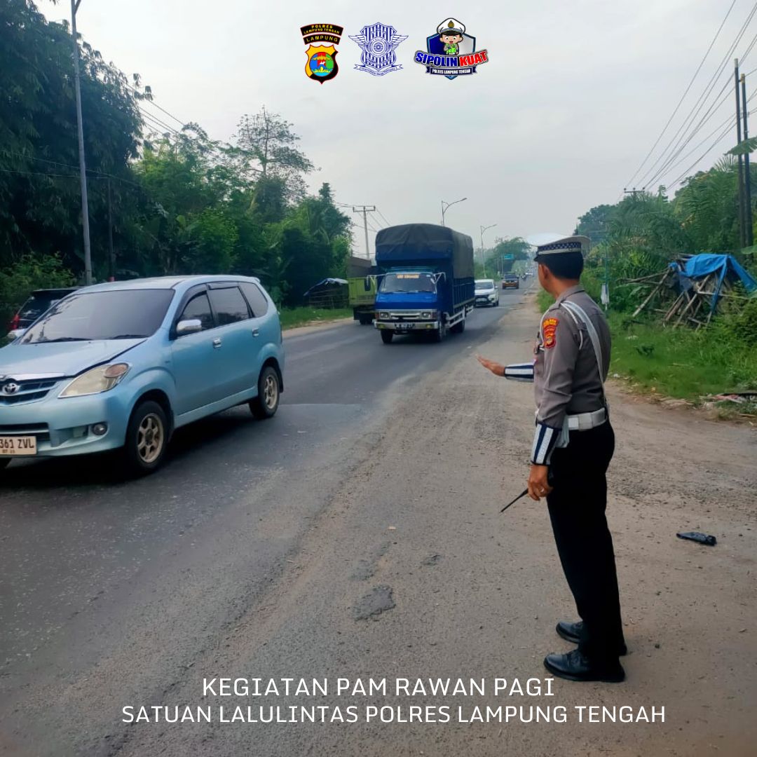 kegiatan pengaturan arus lalin pada pam rawan pagi di wilkum polres lampung tengah