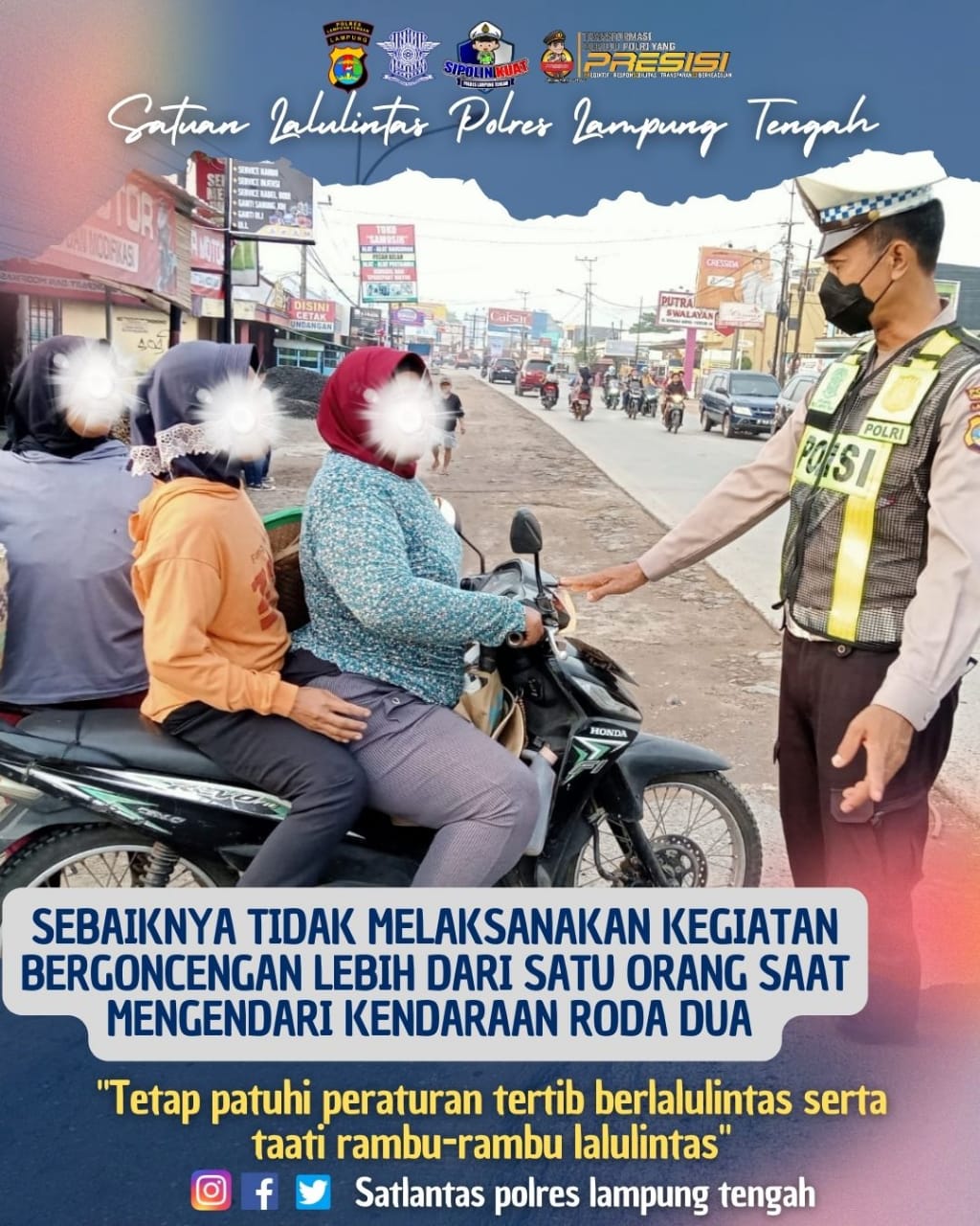 sebaiknya idak melaksanakan kegiatan berboncengan lebig dari satu orang saat mengendarai kendaraan roda dua