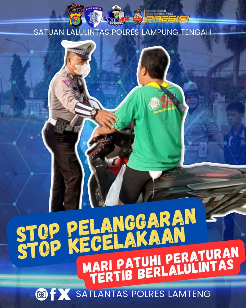 stop pelanggaran stop kecelakaan, mari patuhi peraturan tertib berlalulintas