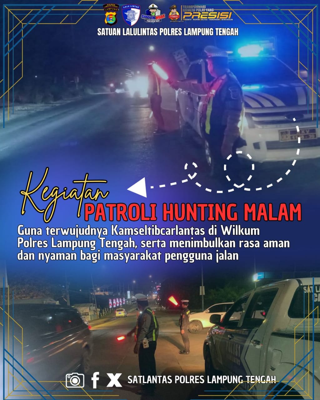 kegiatan patroli hunting malam guna terciptanya kamseltibcarlantas