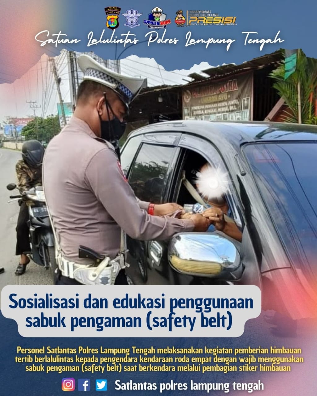 sosialisasi dan edukasi penggunaan sabuk pengaman (safety belt)