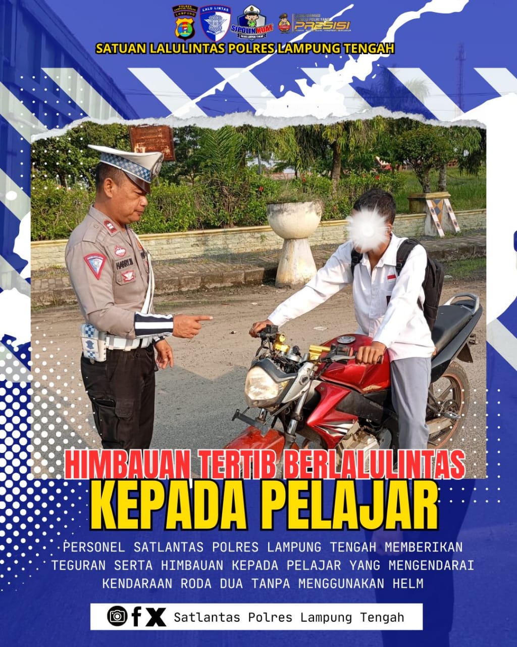 TIDAK MENGGUNAKAN HELM SAAT BERKENDARA