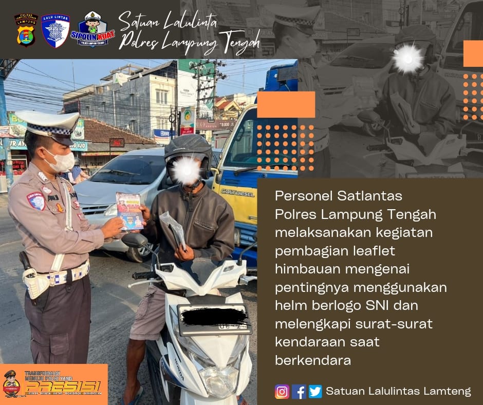 PEMBAGIAN LEAFLET HIMBAUAN OLEH PERSONEL SATLANTAS