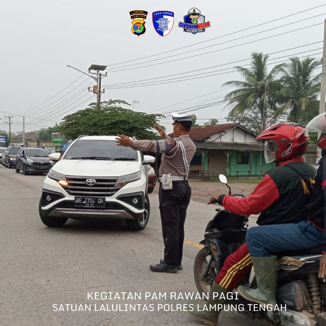 kegiatan pam rawan pagi oleh personel satlantas polres lamteng