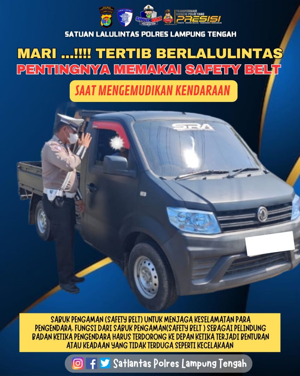 MARI....!!! TERTIB BERLALULINTAS PENTINGNYA MENGGUNAKAN SAFETY BELT SAAT MENGEMUDIKAN KENDARAAN