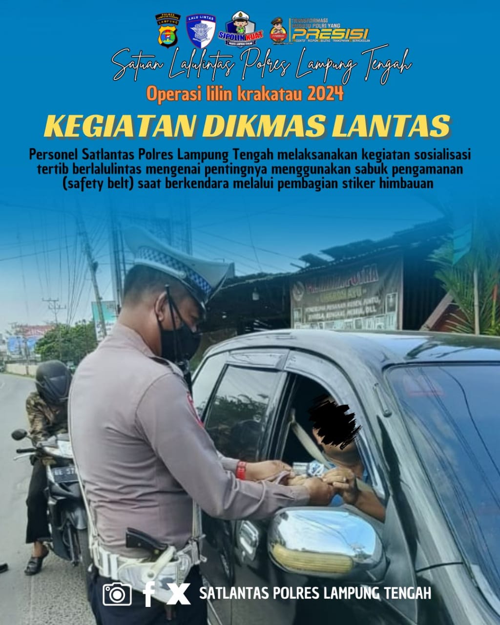 osialisasi tertib berlalulintas mengenai pentingnya menggunakan sabuk pengaman (safety belt)