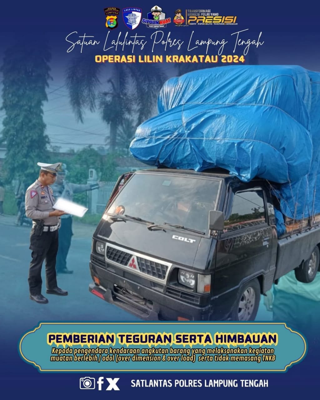 pemberian teguran serta himbauan kepada pengendara kendaraan angkutan barang