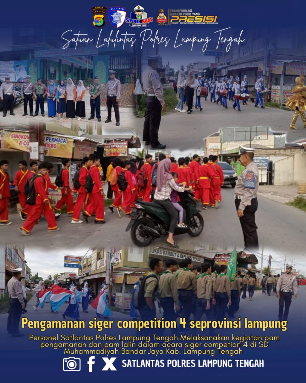 kegiatan pam pengamanan dan pam lalin dalam acara siger competition 4 di SD muhammadiyah Bandar Jaya Kab. Lampung Tengah.