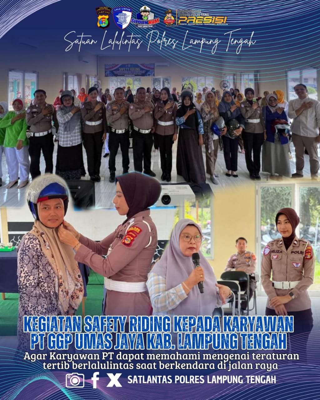 Kegiatan safety riding kepada karyawan PT GGP Umas jaya Kab. Lampung Tengah