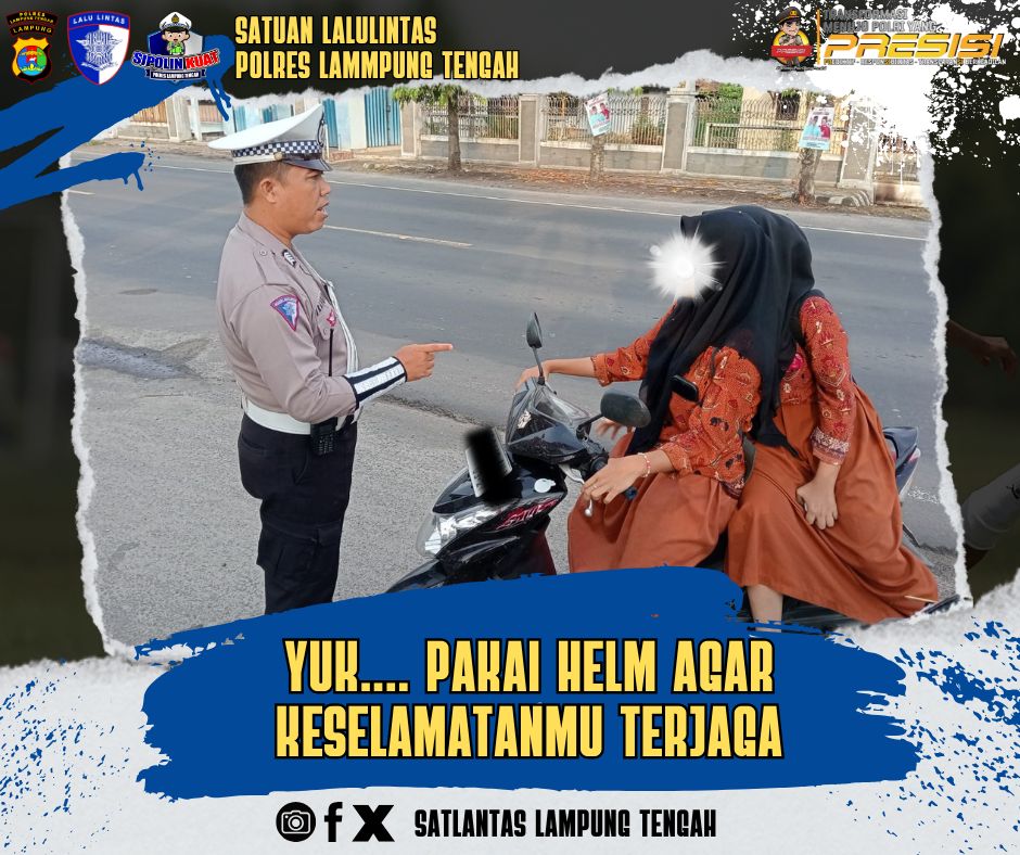memberikan teguran serta himbauan kepada kepada pelajar yang mengendarai kendaraan roda dua tanpa menggunakan helm