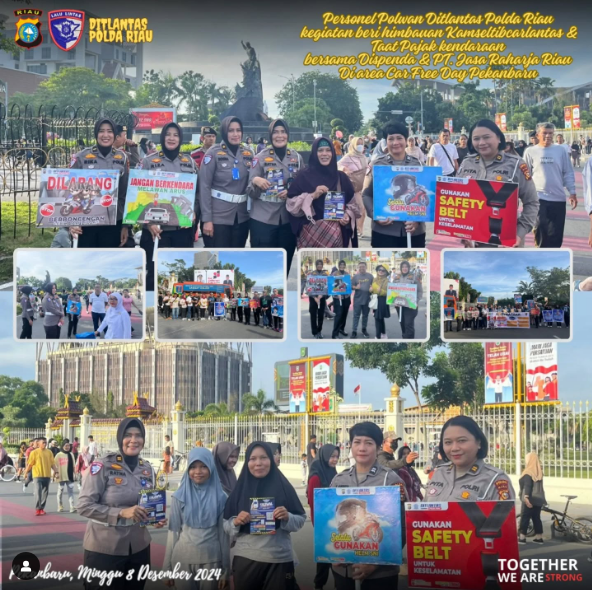 Sosialisasi Kamseltibcar Lantas dan Pajak Kendaraan Bermotor Bersama Jasa Raharja dan Dispenda Riau di Area Car Free Day