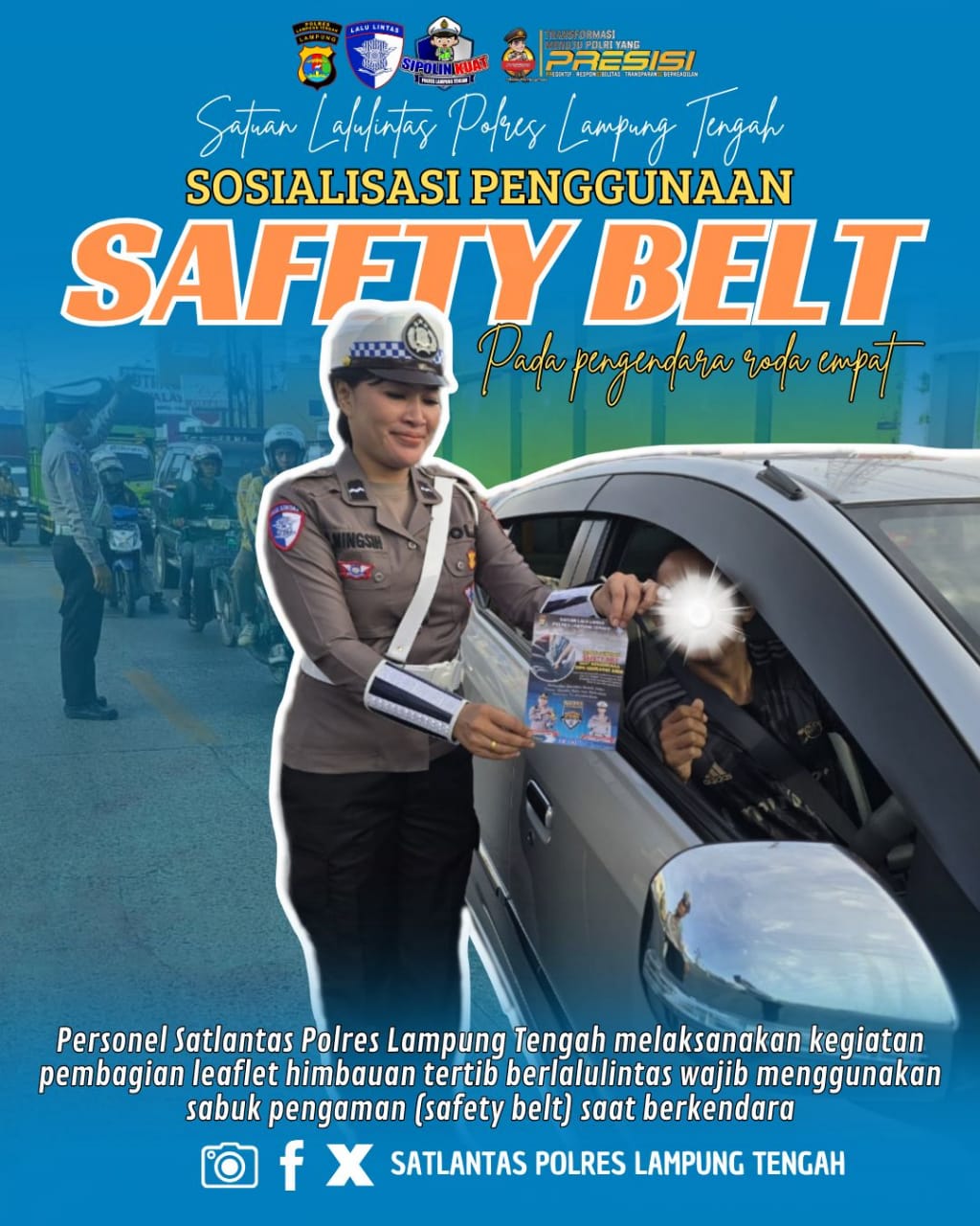 sosialisasi penggunaan safety belt pada pengendara roda empat