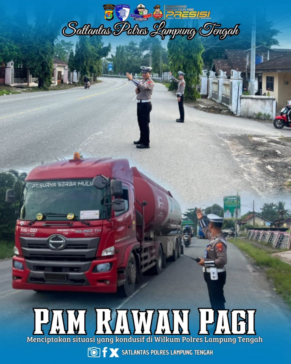 kegiatan pam rawan pagi personel satlantas polres lampung tengah guna keamanan bagi pengguna jalan