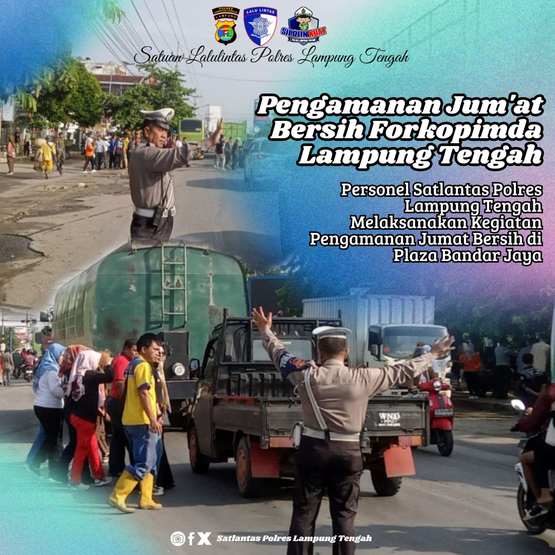 pengamanan jumat bersih forkopimda Lampung Tengah di Plaza Bandar Jaya