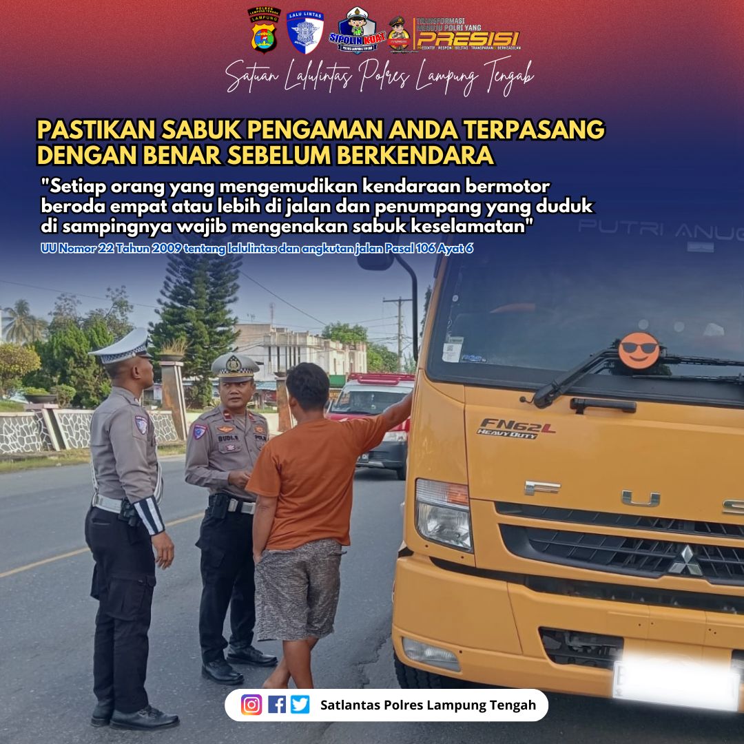 PASTIKAN SABUK PENGAMAN ANDA TERPASANG DENGAN BENAR SEBELUM BERKENDARA.