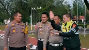 Dirlantas Polda Riau Bersama Kapolres Dumai Cek Lokasi Kunker Presiden RI di Dumai.